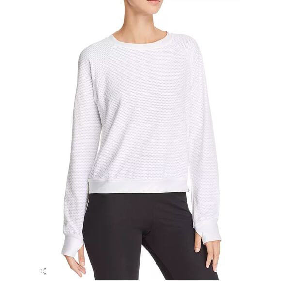 Koral Tops - KORAL Sofia Mesh Long-Sleeve Pullover Top in White // XS